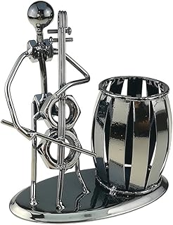 Music Iron Man Art Steel Pen Container Holder Pencil Cup Pot Secretary Desktop Music Decoration Toy Gift (C162 Cello)