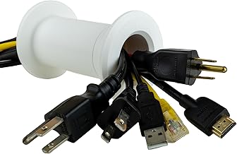 Cable Pass Through Wall Port | Fits Cable Sizes up to 3-Prong Plug | Compatible with 3 5/8” - 5 1/4” Wall Thickness | Provides Solid Channel Through Wall (White)