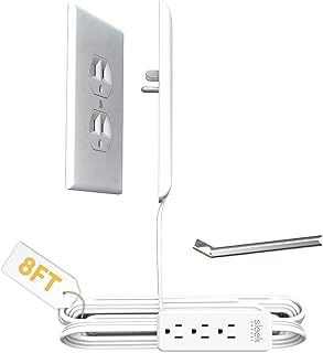 Sleek Socket No Shock Child Protector, Outlet & Plug Concealer with Protective Cord Clips, 8-Foot Flat Extension Cord with Multiple Outlets, Baby Proofing Outlet Cover, No Access to Dangerous Cords