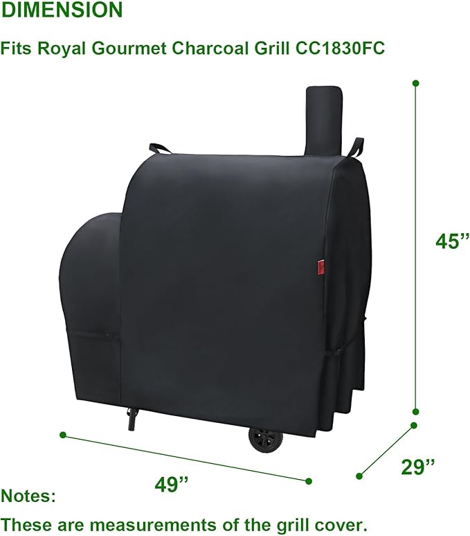 Outdoor Grill Cover for Royal Gourmet CC1830FC 28-Inch Barrel Charcoal Grill, Waterproof 600D Heavy Duty BBQ Grill Cover, Cover Geny Charcoal Grill Covers Fit Royal Gourmet CC Series Grills.