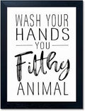 Bathroom Quotes Wall Decor, Black and White Bathroom Wall Art, Toilet Decor Signs Small Black Framed Canvas Art for Kid's Washroom