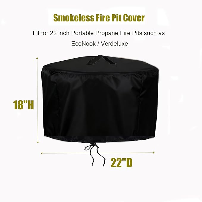 Propane Fire Pit Covers for EcoNook 22 inch Portable Propane Fire Pits, Waterproof Firebowl Covers Outdoor Firepit Cover-22" D x 18" H
