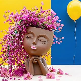 Face Planters Pots Head Planter, Air Plant Holder, Funny Plant Pots, Cute Small Succulent Flower Pot with Drainage for Indoor/Outdoor Plants, Home Garden Gift for Plant Lover, Unique Vase Art Decor 7"