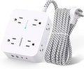 Surge Protector Power Strip - HANYCONY 8 Outlets 4 USB (2 USB C) Charging Ports, Multi Plug Outlet Extender, 5Ft Braided Extension Cord, Flat Plug Wall Mount Desk Charging Station for Home Office ETL
