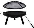 23inch Portable Fire Pit with Fire Poker and Spark Screen, 2 in 1 Small Round Outdoor Fireplace for Outside Heating, Bonfire Party, Camping, Backyard, Patio, Garden, RV Trip