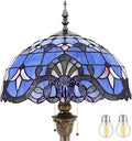 WERFACTORY Tiffany Floor Lamp Blue Purple Baroque Stained Glass Standing Reading Light 16X16X64 Inches Antique Pole Corner Lamp Decor Bedroom Living Room Home Office S003C Series