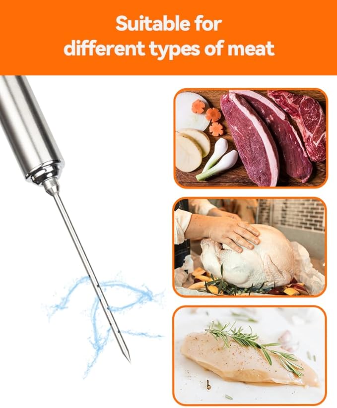 Brigii Meat Injector Syringe, 2oz Turkey Injector Seasoning, 304-Stainless Steel Seasoning Injector with 3 Marinade Needles and 3 Cleaning Brushes for Smoked BBQ Grilling