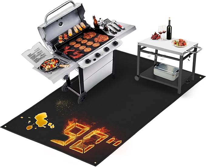 TOHONFOO 90 x 48 in Extra Large Grill Mat for Outdoor Grill - Grilling Mats for Outdoor Grill to Protect the Deck, Patio, Pavers - Easy to Clean BBQ Mats - 1mm