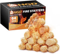 HGD Natural Fire Starters (64 Pcs) - Waterproof & Odorless Charcoal Starters for Fireplace, Campfire, BBQ, Grill, Fire Pit, Wood & Pellet Stove, Chimney, Pizza Oven & Smoker - Indoor & Outdoor Use