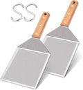Metal Spatula Set of 2, Leonyo Stainless Steel Griddle Hamburger Spatula, as Barbecue Turner Grilling BBQ Griddle Accessories, Triple Rivets & 2 x S Hook, Heavy Duty & Easy Press
