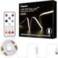 Tatazone 5V USB COB Led Strip Light with RF Remote, 4.92ft 3000K CRI93+ Dimmable USB Powered COB Led Light Strip, Indoor COB Led Light for Cabinet, TV, Camping, Monitor, Showcase, Motorhome