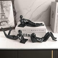 Black Home Decor Thinker Reading Women Statue for Living Room, Modern Shelf Decor Accent Decorations, Resin Collectible Figurines Display for Office Bedroom Table Desk,Black