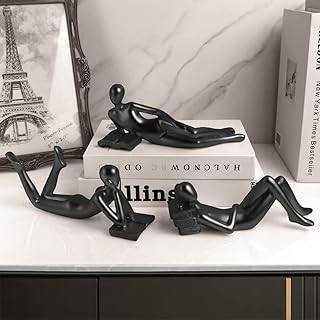Black Home Decor Thinker Reading Women Statue for Living Room, Modern Shelf Decor Accent Decorations, Resin Collectible Figurines Display for Office Bedroom Table Desk,Black