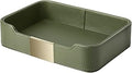 SANZIE Luxury Leather Tray Organizer Valet Tray Key Tray for Entryway Table Desktop Storage Catchall Tray Decorative Tray for Jewelry Keys Wallet Phone Watch (Metal Gilded, Dusty Green)