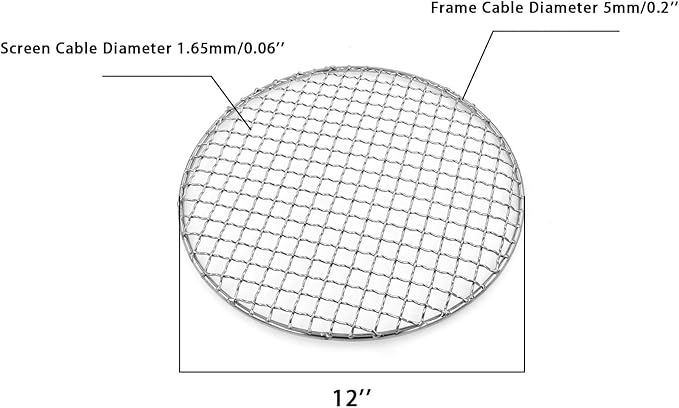 Multi-Purpose Barbecue Net,BBQ Net for Grilling,SUS304 BBQ Grill Mesh, Round Barbecue Wire Rack,BBQ Rack/Grate/Steam Mesh for Camping Charbroil Outdoor Barbeque Backyards