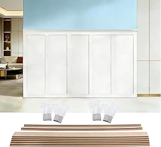 2 Set 94.5 in x 54 in MDF Board and Batten, Paintable Wainscoting Kit,Molding Trim Slat with Edge Strip，Premade Accent Wall Panel for DIY Kitchen Bedroom Living Room Home Decor Covers (189 x 54 Inch)