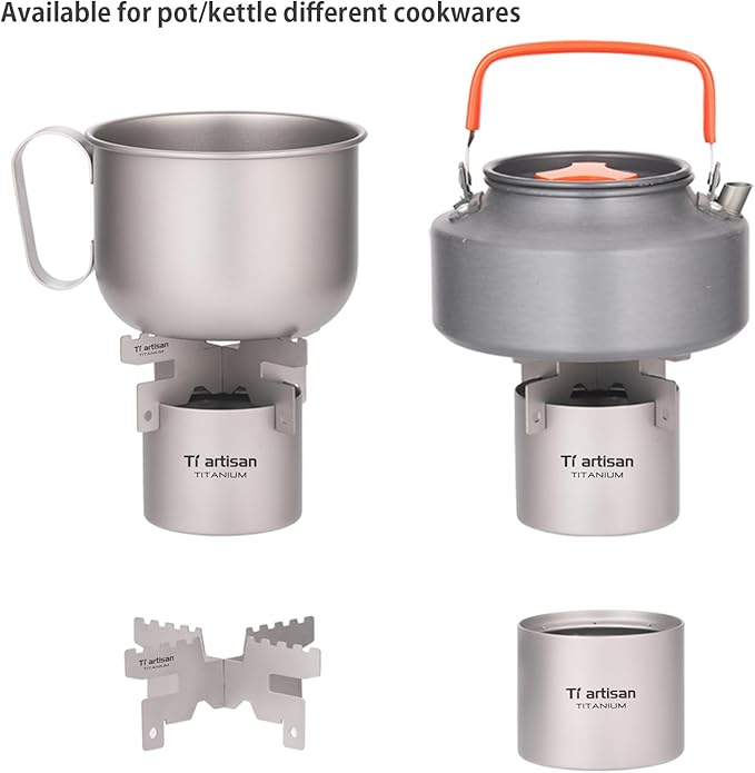 Titanium Alcohol Stove with Cross Stand, Portable Lightweight Alcohol Stove Camping Backpacking Stove for Outdoor Camping Hiking