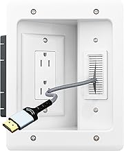TV Cord Hider & in-Wall Cable Management Kit, Dual Outlet Connection Box (Unwired) with Cutting Template, Perfect for Wall Mounted TVs