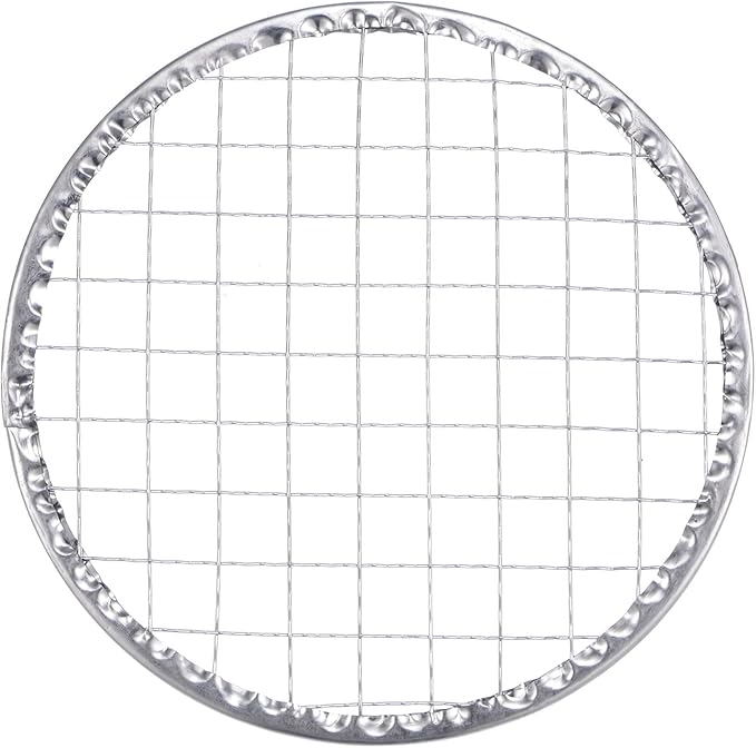 HARFINGTON 10pcs Round BBQ Grill Net 5.5" Dia Galvanized Iron Barbecue Mesh Mat for Baking Smoking Charcoal Grilling Roasting