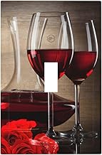 Light Switch Cover Wine Glass Wines Cup Red Rose 1 Gang Wall Plate Cover Single Toggle Outlet Covers Decorative Switchplate Electrical Faceplate for Bathroom Bedroom Kitchen Decor