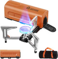 INFOOD Portable Butane Gas Camping Stove - 7500 BTU Compact Folding Design with Carry Bag for Backpacking, RV Trips, Picnic & Outdoor Indoor Cooking, Orange