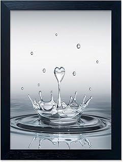 Bathroom Decor Wall Art Heart Water Drop Splash Modern Canvas Pictures Print Black Framed Bathroom Painting for Wall