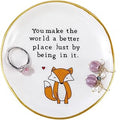 Fox Ring Jewelry Dish - You Make the World Better - Birthday Gifts for Women, Ring Dish Tray, Ceramic Trinket Tray, Key Bowl, Decorative Plate, Gifts for Women Friends Sisters Daughter Mom