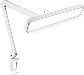 Neatfi XL 2,500 Lumens 30W LED Task Lamp for Manicure Table, Crafts, Workbench, Office – 22” Wide Shade Desk Light | Eye-Caring 6500K | 4-Level Brightness (White, Non-CCT with Clamp)