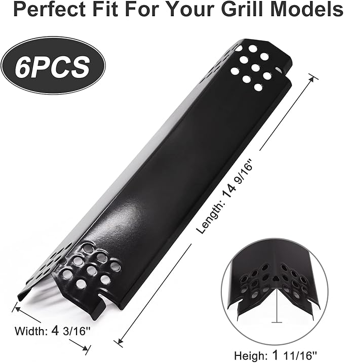 Criditpid Grill Replacement Parts for Nexgrill 6 Burner 720-0896B 720-0898 720-0896 720-0830H 720-0888 720-0888N 720-0822A, Heat Plate Burner Cover Flame Tamer Parts for Nexgrill 720-0896B Grill