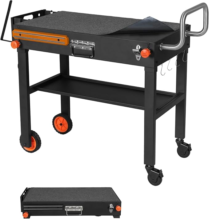 Grill Table For Blackstone Griddle 22 and 17 Inch, Grill Carts Outdoor With Wheels, Heavy-Duty Grill Stand, Foldable Quickly Blackstone Stand Suitable for Travel/Camping And Outdoor Meals