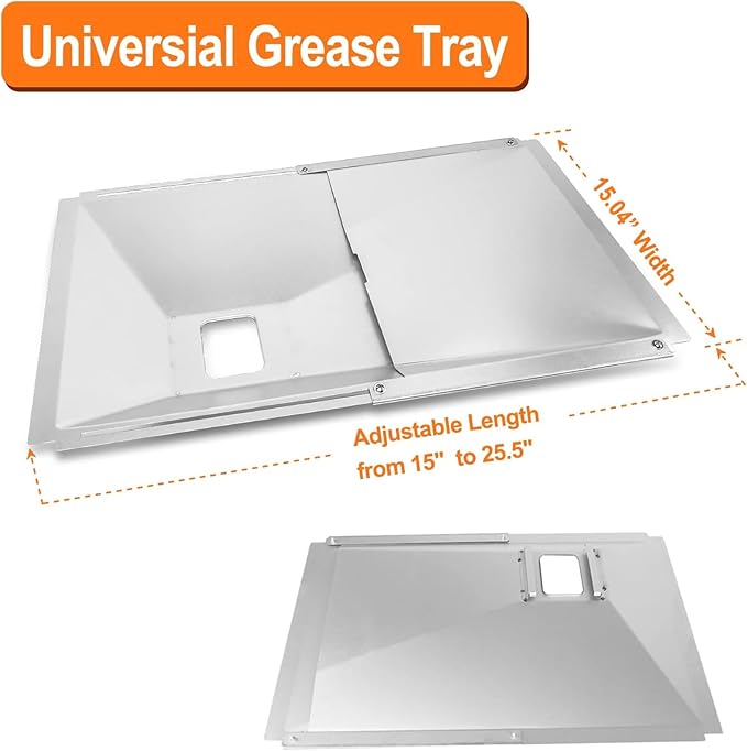 Utheer Universal Grease Tray with Catch Pan and Foil Liner for Nexgrill, Charbroil, Cuisinart, Dynaglo, Kenmore, BHG, Master, Expert Gas Grill, Drip Pan for 2/3/4 Burner Grill, 10Pcs Aluminum Liner