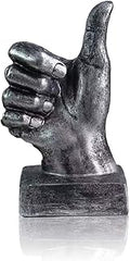 Lependor Silver Polyresin Hand Gesture Desk Statues Finger Sculpture Decor - Silver Thumbs up Sculpture