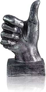 Lependor Silver Polyresin Hand Gesture Desk Statues Finger Sculpture Decor - Silver Thumbs up Sculpture