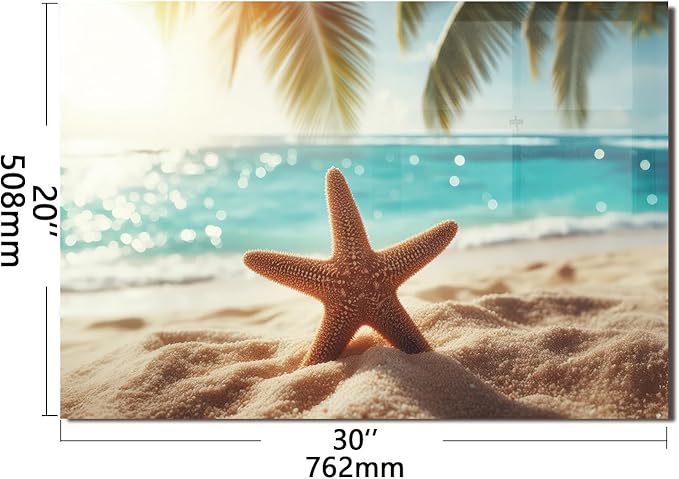 Evgosm Tempered Glass Backsplash for Kitchen， Stove Splashback, beach Glass Backsplash, Used for Kitchen Wall Protection and Decoration, Easy to Install and Clean. (30x20'')