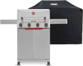 Monument Grills 4 Burner Stainless Steel Propane Mesa 2 Gas Grill, 500°F in 5 Mins, 525 sq.in, 37,000 BTU, Broil Zone, Foldable Side Shelves, Knob Controls, Built in Thermometer, with Grill Cover