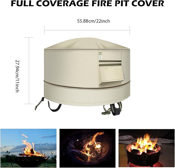 Gas Fire Pit Cover Square 28xx28x25 inch Fire Pit Table Protective Cover for Outdoor Patio Garden Waterproof and Anti-Fade
