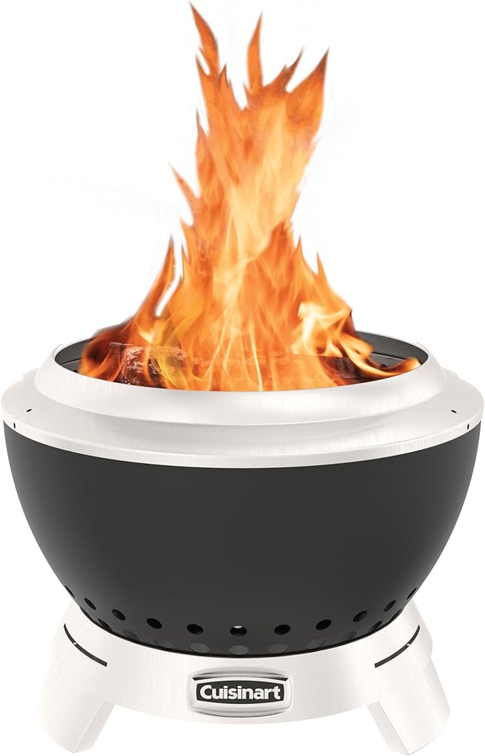 Cuisinart 19.5” Cleanburn Smokeless Fire Pit with Removable Base for Ash, Portable Wood Burning Outdoor Fireplace, Stainless Steel Smoke Free Outdoor Heater, Enhanced Airflow and Easy Cleanup