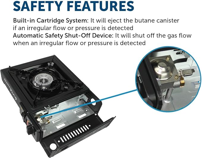 Flame King YSNVT-505-B Dual Fuel Butane & Propane Gas Camping Stove with Single Burner, Portable and Great for Outdoor Cooking, Backpacking, Hiking, & Emergency
