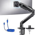 HUANUO Single Monitor Arm for 13-49 inch Screens, Ultrawide Computer Monitor Mount Holds 26.48 lbs, Upgraded Adjustable Stand with USB, C-Clamp & Grommet Base, VESA 75x75 or 100x100mm