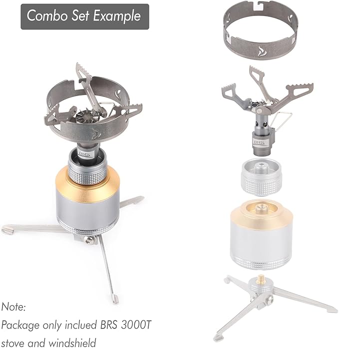 BRS Stove BRS 3000T Stove and Windscreen Combo Set Titanium Windshield Camp Wind Screen with Storage Box for Outdoor Camping Backpacking