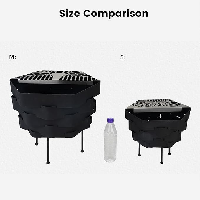 Fire Pit, Halo Fire Place Outdoor Portable Wood Fire Pits Includes A Grill, A Bag, Hexagonal Fireplace for Patio Camping Gift (Hot-Rolled Steel Firepit with a Grill, Medium)