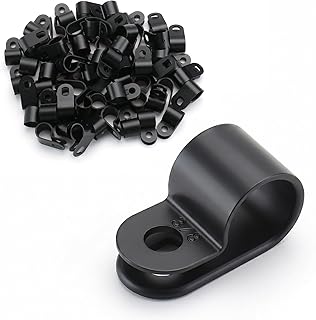 BAOMAIN 3/8-Inch R-Type Cable Clamps, 100-Pack Black Nylon Wire Management Clips, UC-2 Screw-On Cord Fasteners for Home, Office, and Industrial Use