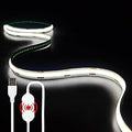 USB LED Light Strip, 6000K White COB LED Strip Lights, 3.3FT TV Lights Flexible Small Led Lights with Touch Switch Controller White 5V LED Strip Light for TV Backlight Bedroom