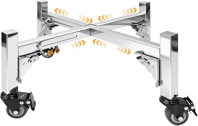 Adjustable 18-28" Rolling Firepit Stand for Solo Stove Bonfire, Yukon, Ranger Fire pit, Stainless Steel Fire Pit Stand on Wheels, Easy Mobility, Camping Accessory for Most 18-28 Inch Fire Pits