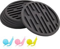 Coasters for Drinks, Silicone Coasters for Coffee Table 6 Set, Non-Slip, Heat Resistant Coasters Fit All Cups, for Bar, Wooden Table, Coffee Table Decor, Soft Coaster for Tabletope Protection (Black)