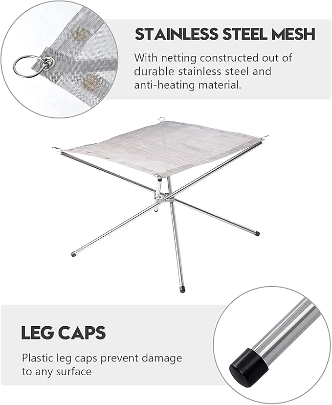 Portable Outdoor Fire Pit 22 Inch - New Upgraded Camping Fire Pit Collapsible Foldable Mesh Fire Pits Fireplace for Camping, Campfire, Patio, Backyard and Garden - Carrying Bag Included