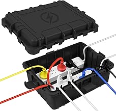 Large Outdoor Electrical Box Waterproof, IP54 Extension Cord Cover Weatherproof Outdoor Outlet Covers, Protect Power Strip, Timer Outlet, Plug, Socket, Holiday Light, Black (12 x 9X 5 inch)
