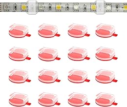 ATB- Clear LED Strip Light Mounting Clips,100 Pack Self-Adhesive Brackets Holders for10mm 12mm Waterproof LED Strips, USB Cable Management Clips for Wires Under 0.12 Inch Diameter, Strong V-HB Tape