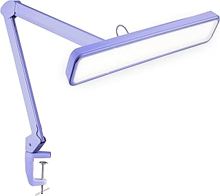 Neatfi XL 2,500 Lumens 30W LED Task Lamp for Manicure Table, Crafts, Workbench, Office – 22” Wide Shade Desk Light | Eye-Caring 6500K | 4-Level Brightness (Lavender, Non-CCT with Clamp)