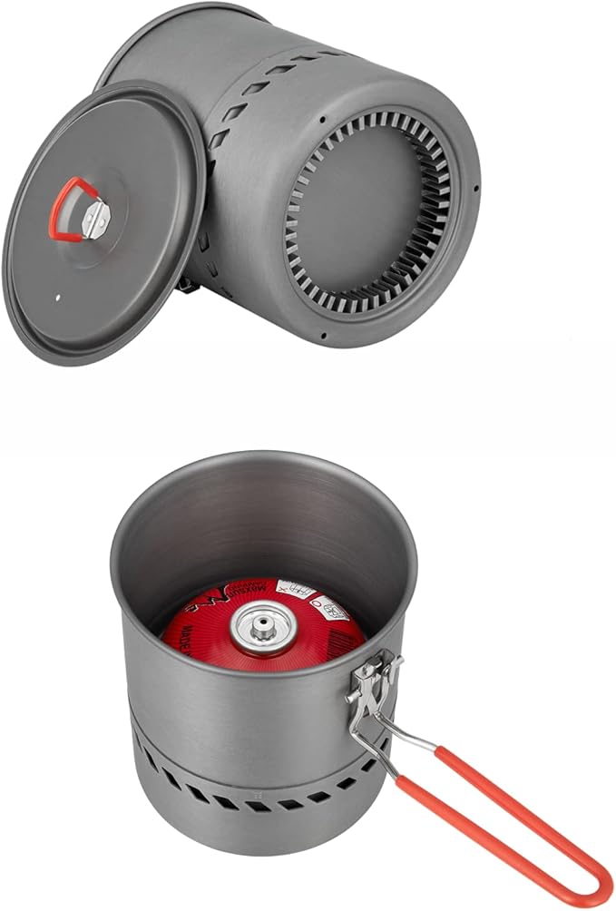 Bulin Camping Pot, 1.5L/2.1L High Efficiency Backpacking Pot Ultralight Camping Cooking Set Cookware Gear with Heat-Proof Handle & Heat Exchanger for Outdoor Picnic Hiking Travel